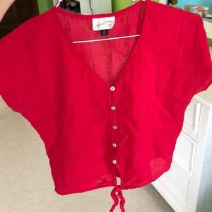 Red Button Up Blouse